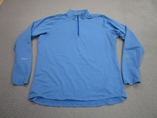 Nike Dri-FIT Men's 1/4-Zip Running Top Blue Large Thumb Holes Athletic Pullover