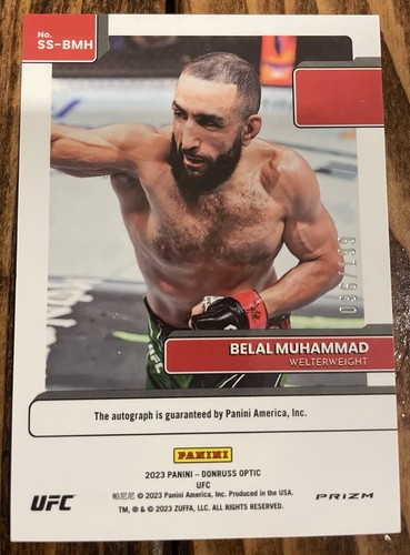 2023 Panini Donruss Red Optic UFC Signature Series Belal Muhammad /199 Auto - Picture 2 of 2
