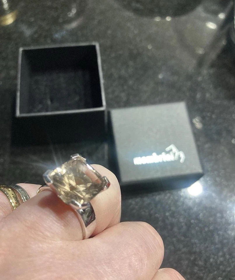 Smoky Quartz From The Swiss Mountains Hallmark 925 sterling silver Ring Size 54 - Image 2 of 4