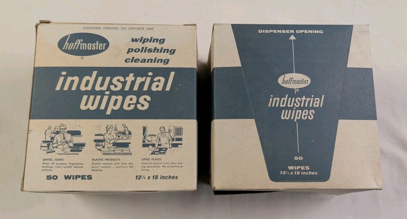 Lot Of Vintage Hoffmaster Industrial Cleaning Polishing Wipes In Dispenser Box