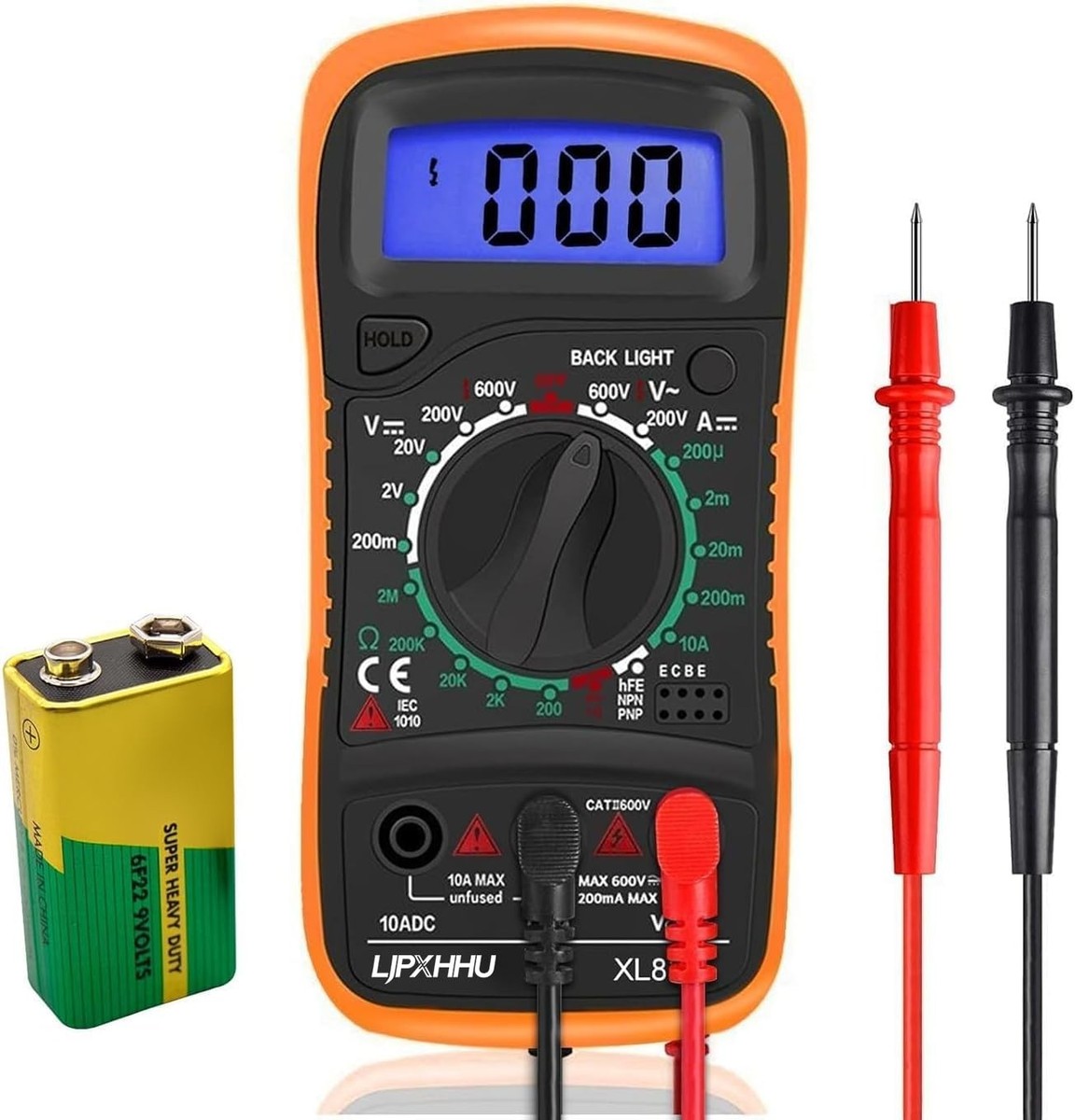 Digital Multimeter Voltmeter Battery Voltage Multi Tester Orange