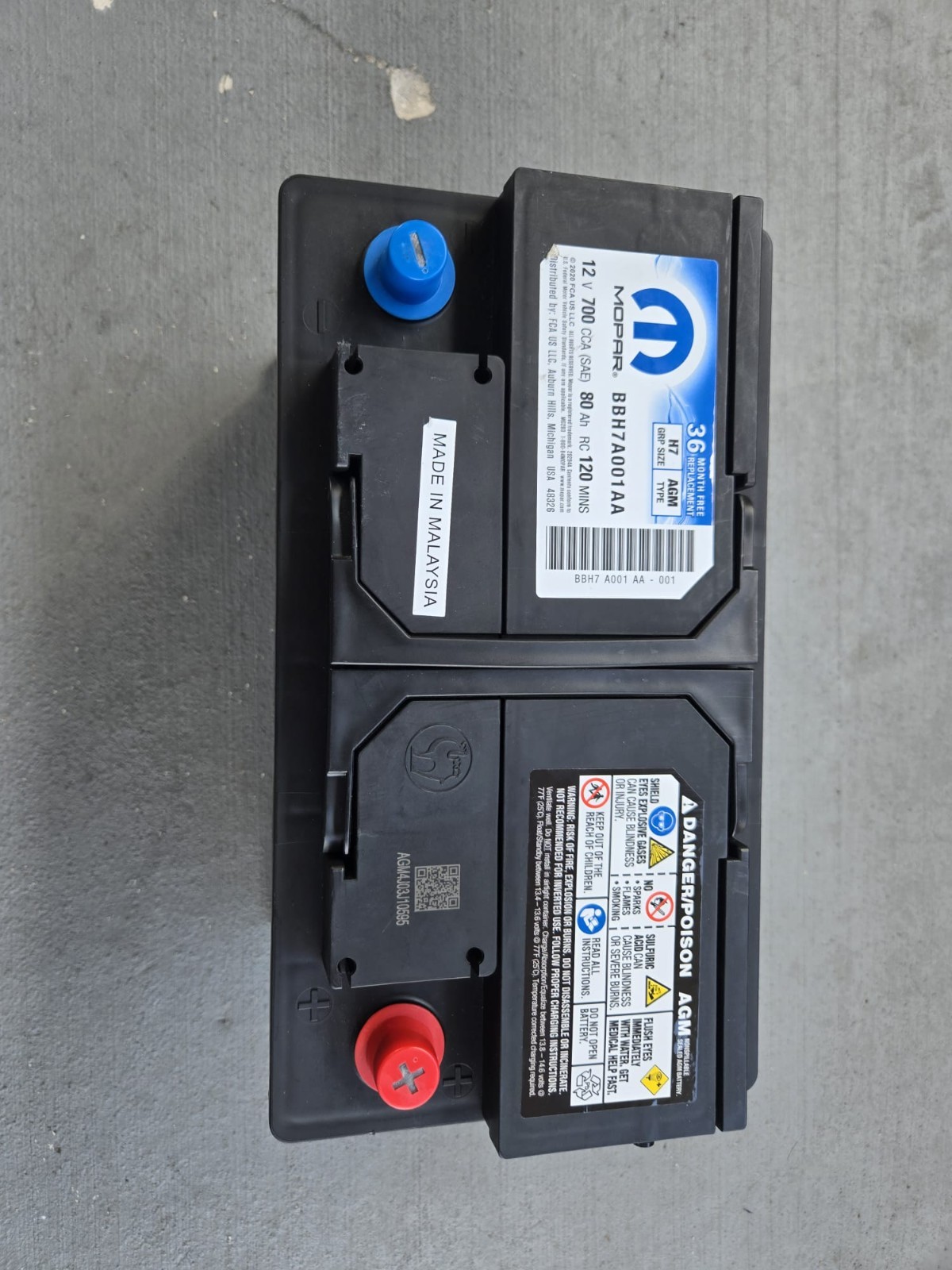 Genuine Battery Mopar AGM Storage BBH7A001AA