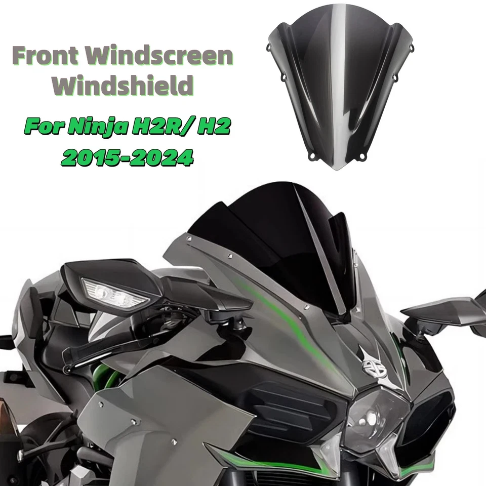 Parabrisas delantero negro para motocicleta Kawasaki Ninja H2R H2 2015-2024 Foto 2 de 4