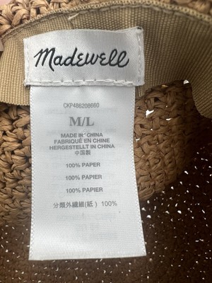 Madewell Crochet Raffia Bucket Hat M/L Tan Scallop Trim Straw Summer Beach NWOT Madewell Crochet Raffia Bucket Hat M/L Tan Scallop Trim  main image 4