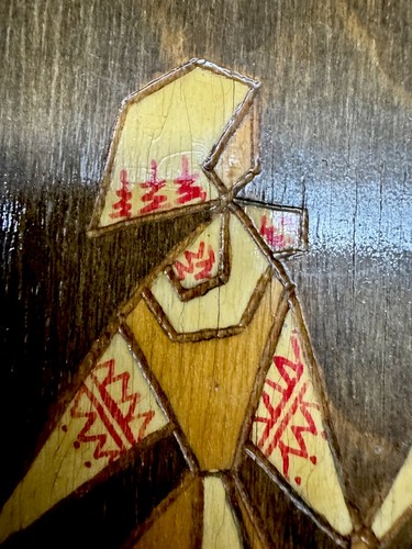 Vintage USSR Mid-century Carved  and Painted Wall Wooden Picture “ Folk Dance” - Picture 4 of 8