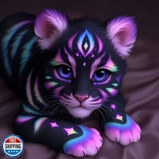 JYXSJYYD 5D DIY Tiger Diamond Art Kits for Adults,Purple Tiger Di