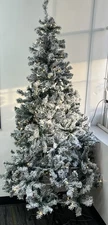 6.5ft Christmas pre -Lighted Tree -white + green