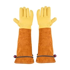 Thorn Proof Gardening Gloves - Long Leather Rose Pruning Gloves for Men & Women