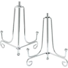 2 Pack 4 Inch Silver Iron Easel Display Stand Holder for Plate Picture Frame