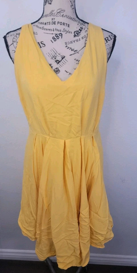 Mini Vestido Modcloth Babydoll Para Mujer Talla XL Amarillo Calce y Acampanado Forrado Cotagecore Foto 2 de 4