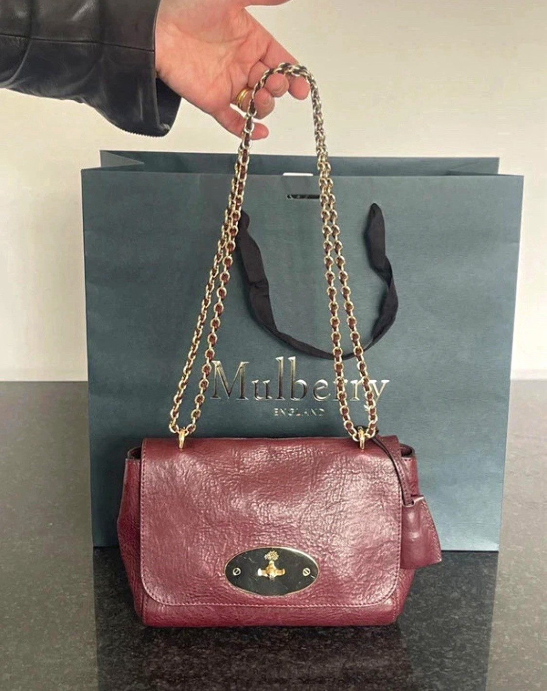 Mulberry ‘Lily’ shoulder bag in black cherry