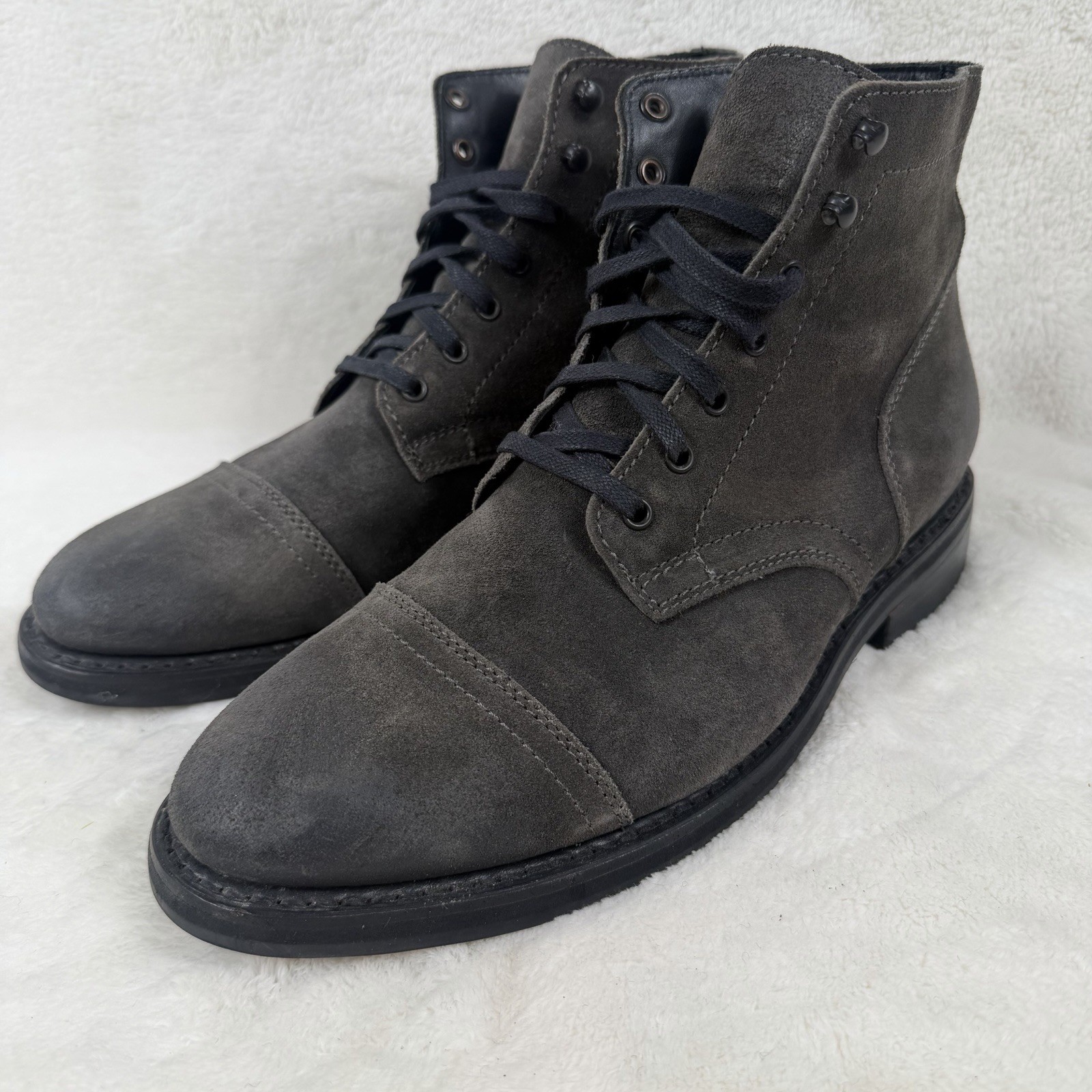 Thursday Boot Co Captain Lace Up Gray Suede Boots Mens 9.5 Cap Toe Handmade