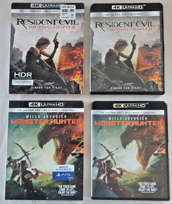 2 Milla Jovovich 4K ~ Monster Hunter & Resident Evil Final Chapter w/ Slipcovers