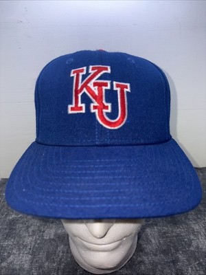 VTG KU Jayhawks Fitted Hat 7 1/8 Delong Made In USA