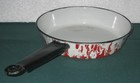RED WHITE SPLATTER GRANITE WARE SKILLET  8" VINTAGE FARMHOUSE KITCHEN DECOR — photo 7