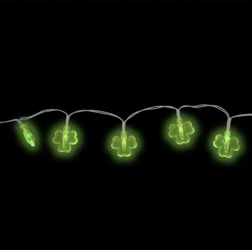**2 PACK** St Patricks Day LED Light String Green Shamrocks Battery Operated