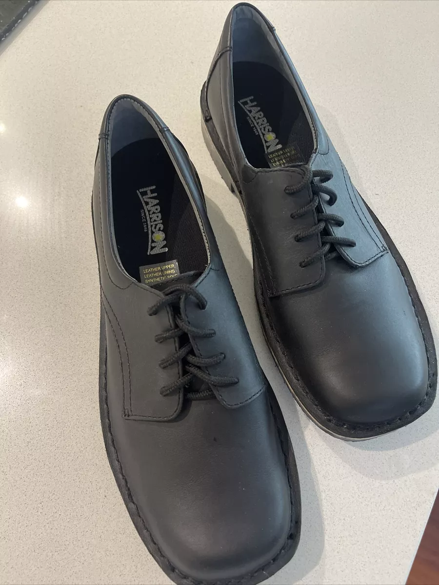 Harrison Indy II Black Lace up School Shoes Unisex Mens 8E. Womens 10 11 AU Wide