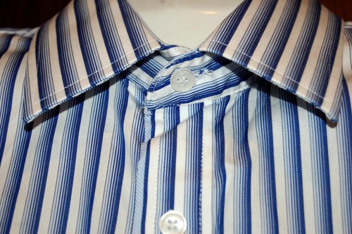 Report Collection White Blue Striped Men's Cotton Shirt Size L 16.5 NEW - Picture 3 of 8