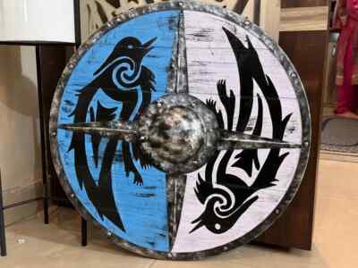 Eivor Valhalla Raven Shield - Fenrir Red Wolf Battleworn Viking Shields