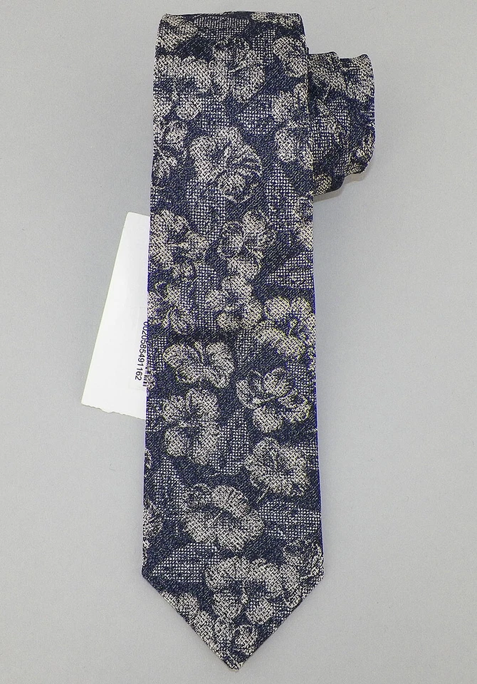 Corbata THEORY Para Hombres Azul Marino Marfil HIBISCO Tejida Seda DELINOSA EE. UU. NUEVA CON ETIQUETAS Foto 2 de 3