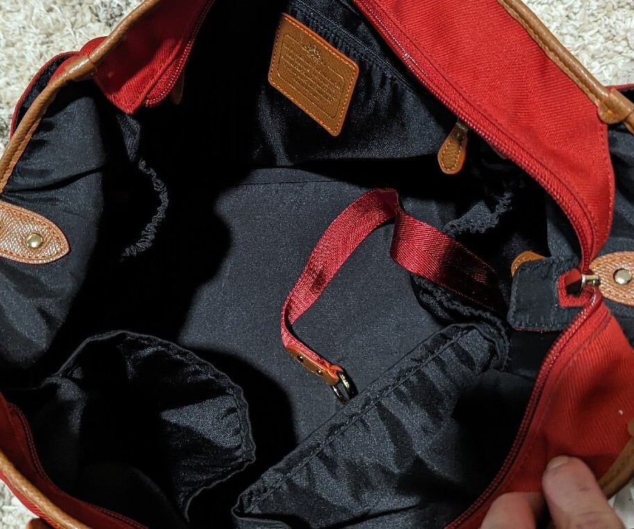 Coach Sawyer 37758 Red twill shoulder bag purse Multi Diaper tote bag