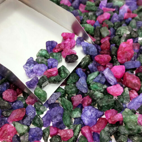 1465 Cts Natural Ruby, Sapphire & Emerald Uncut Rough Lot Certified - Picture 1 of 5