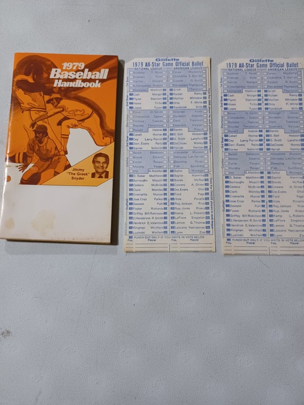 BASEBALL HANDBOOK JIMMY THE GREEK SNYDER RARE 1979 & ALL-STAR BALLOTS