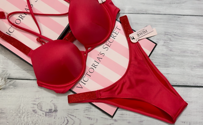 【極美品】Victoria’s Secret ビキニ 赤 Victoria's Secret Swim Shine Strap Brazilian Bombshell Add-2-cups