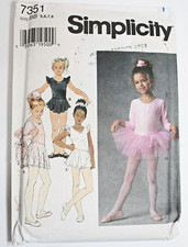 VTG SIMPLICITY Child's Girl's Sewing Pattern Leotard Tutu Sz. 5 6 7 8 1996 Uncut