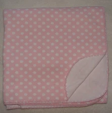 Lambs & Ivy Pink White Polka Dot Baby Blanket Cotton Knit Swaddle Receiving