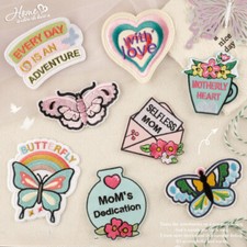 10PCS Iron on Patches Mother Love Embroidery Applique Sew On Patch DIY Dress