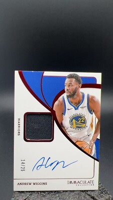2023-24 IMMACULATE ANDREW WIGGINSGAME USED PATCH RED AUTO /25 
