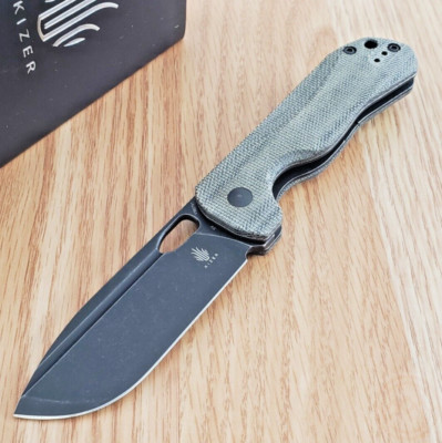 Kizer Cutlery Bugai Folding Knife 3.13" Black CPM-3V Steel Blade Micarta  Handle | eBay