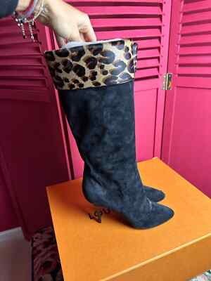 louis vuitton suede/pony hair boots/heels women 39