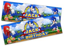 x2 Personalised Birthday Banner Sonic Design Children Kids Party Decoration 12