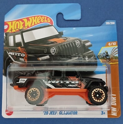 HOT WHEELS 2025 '20 JEEP GLADIATOR, BLACK/ORANGE, SHORT CARD