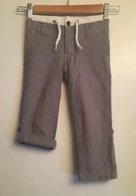 JANIE & JACK Boys Heather Gray Roll Up Pant Adjustable Waist Sz 3 EUC