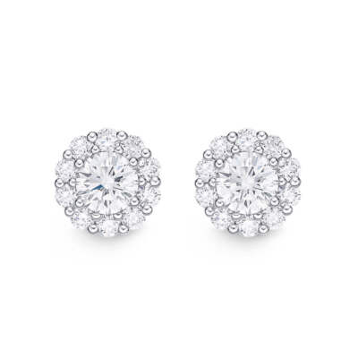 Memoire Blossom Collection Diamond Stud Earrings 22 Diamonds Equal .49 ctw 18K W