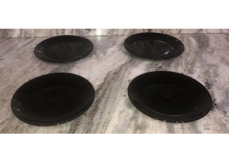 Dessert Snack Salad Appetizer 7 3/4” Plates Black Color -Set Of 4 Royal Norfolk