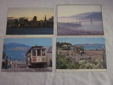 Lot of 4 San Francisco CA Golden Trolley Cars golden gate bridge Postcards