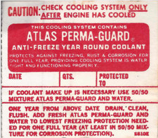 Vintage Atlas Perma-Guard Engine Sticker  from 60s or 70s - never used