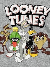 Looney Tunes Boy's Size Med Bugs Bunny Toon Squad Character Gray T-Shirt Unisex