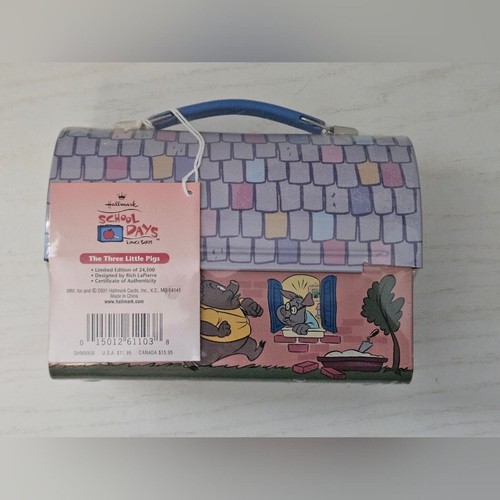 HALLMARK THE THREE LITTLE PIGS VINTAGE METAL LUNCHBOX 2001 SEALED - Picture 6 of 8