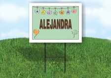 ALEJANDRA WELCOME BABY GREEN 18 in x 24 in Yard Sign Road Sign with Stand