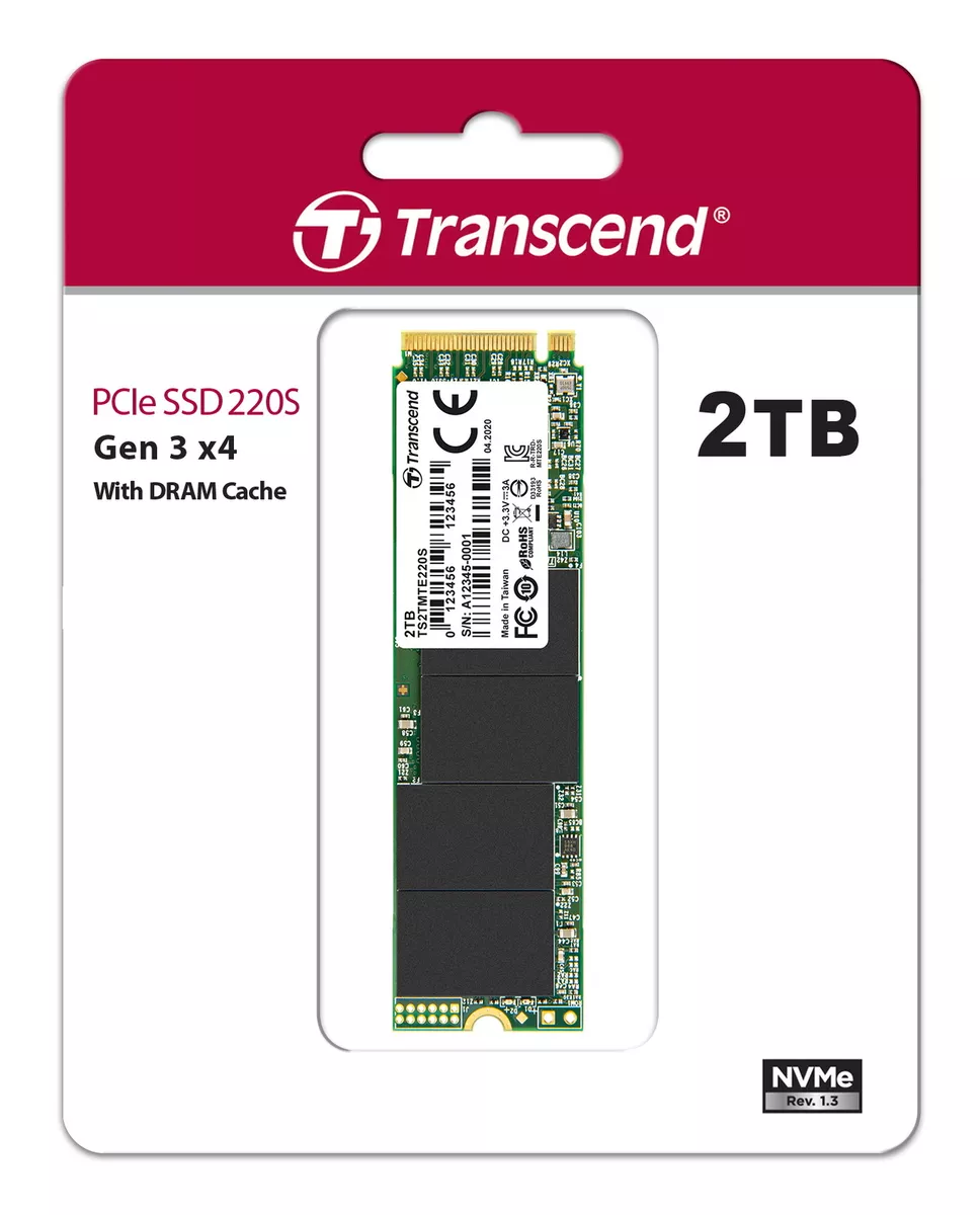 2TB Transcend NVMe PCIe Gen3x4 M.2 2280 3D TLC SSD 220S