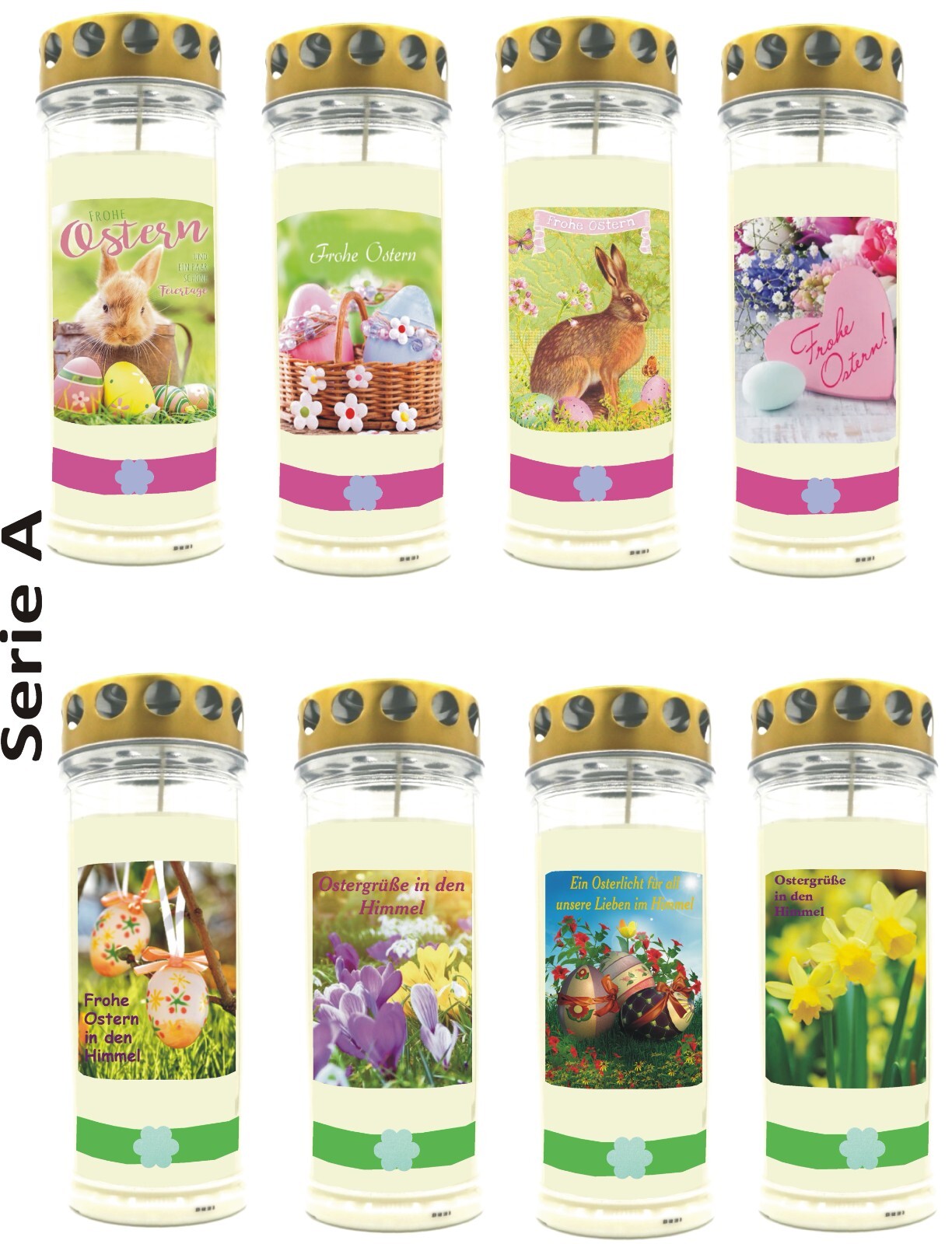 Grablicht mit Spruch Grabkerze Gedenken Trauer Ostern Frühjahr Wochenbrenner