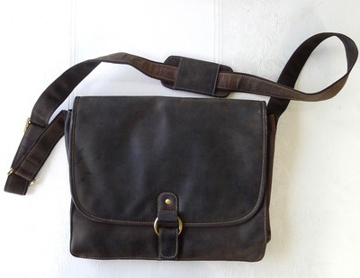 NWT Visconti London Leather Messenger Bag Mud Brown 18797