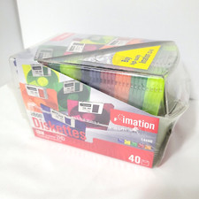 Imation Neon Diskettes 40 Pack IBM 2HD 3.5" Floppy Disks in Case NEW SEALED