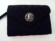 Vera Bradley Turn Lock Black Quilted Wristlet Wallet 6.5" 5" NWOT