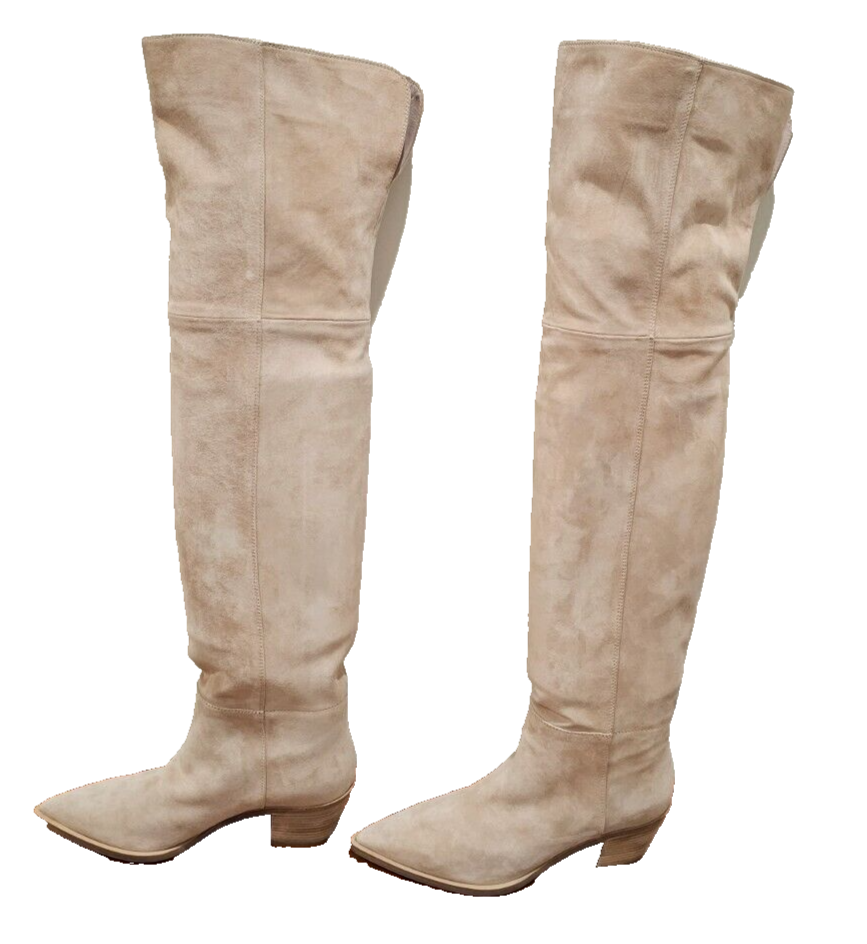 GIANVITO ROSSI ブーツ37 ベージュDeuxieme Classe GIANVITO ROSSI Beige Suede Over the Knee Boots with Block Heel